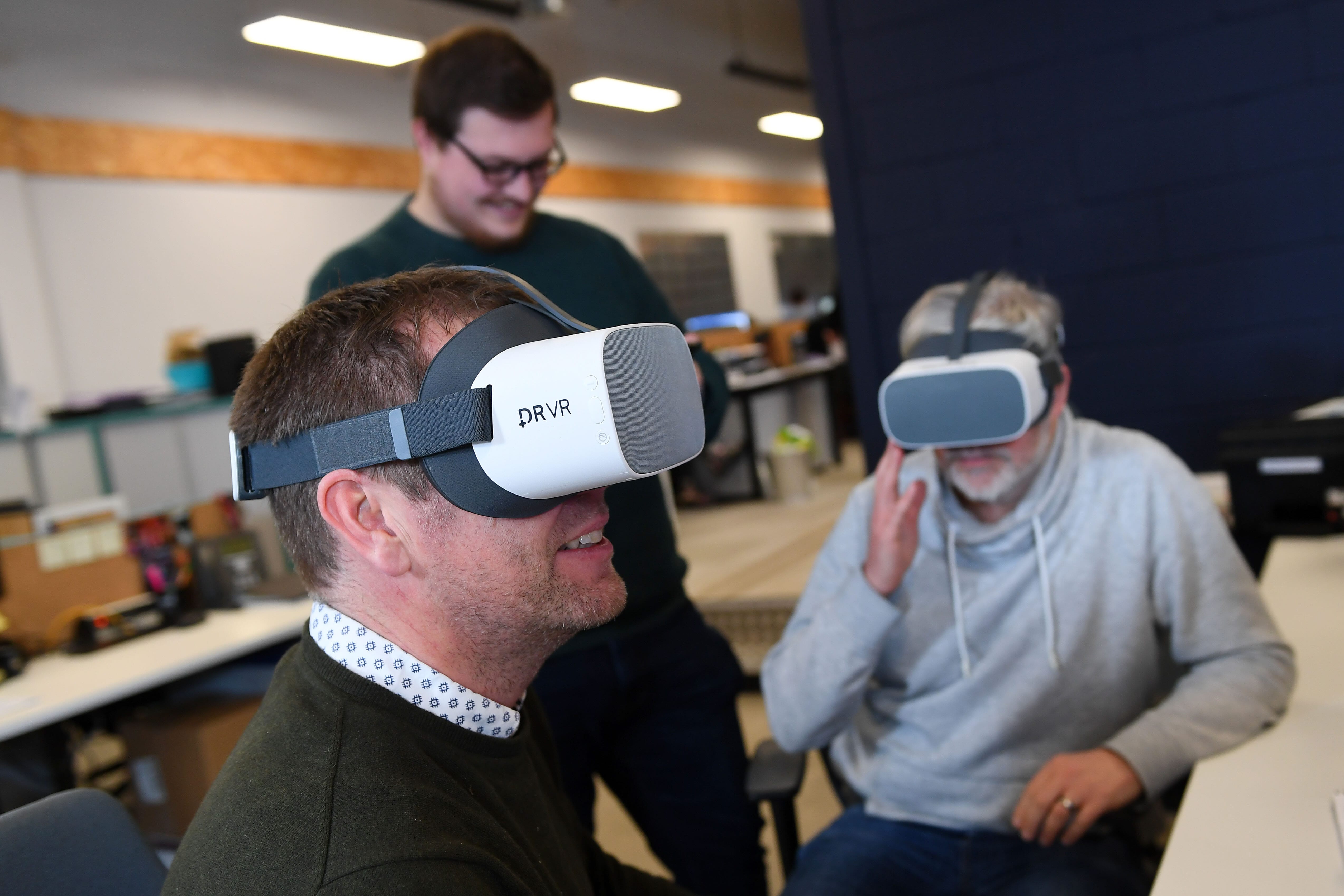 Men testing a VR headset