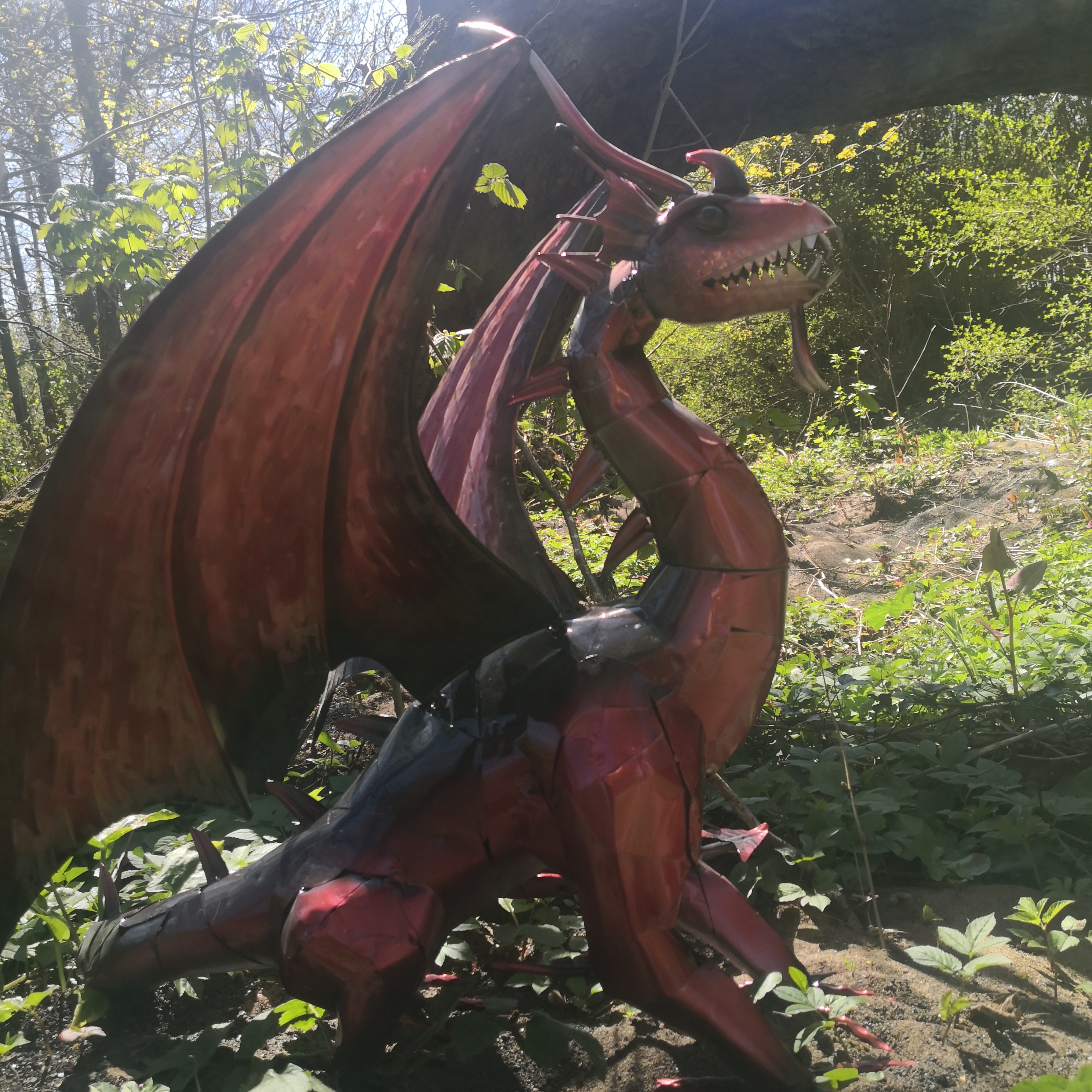 A photo of a wooden dragon