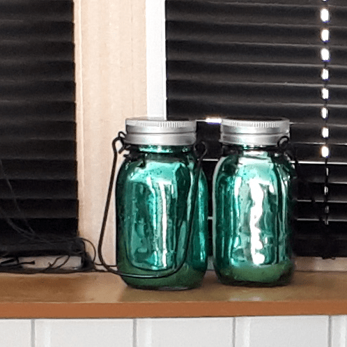 two blue jars