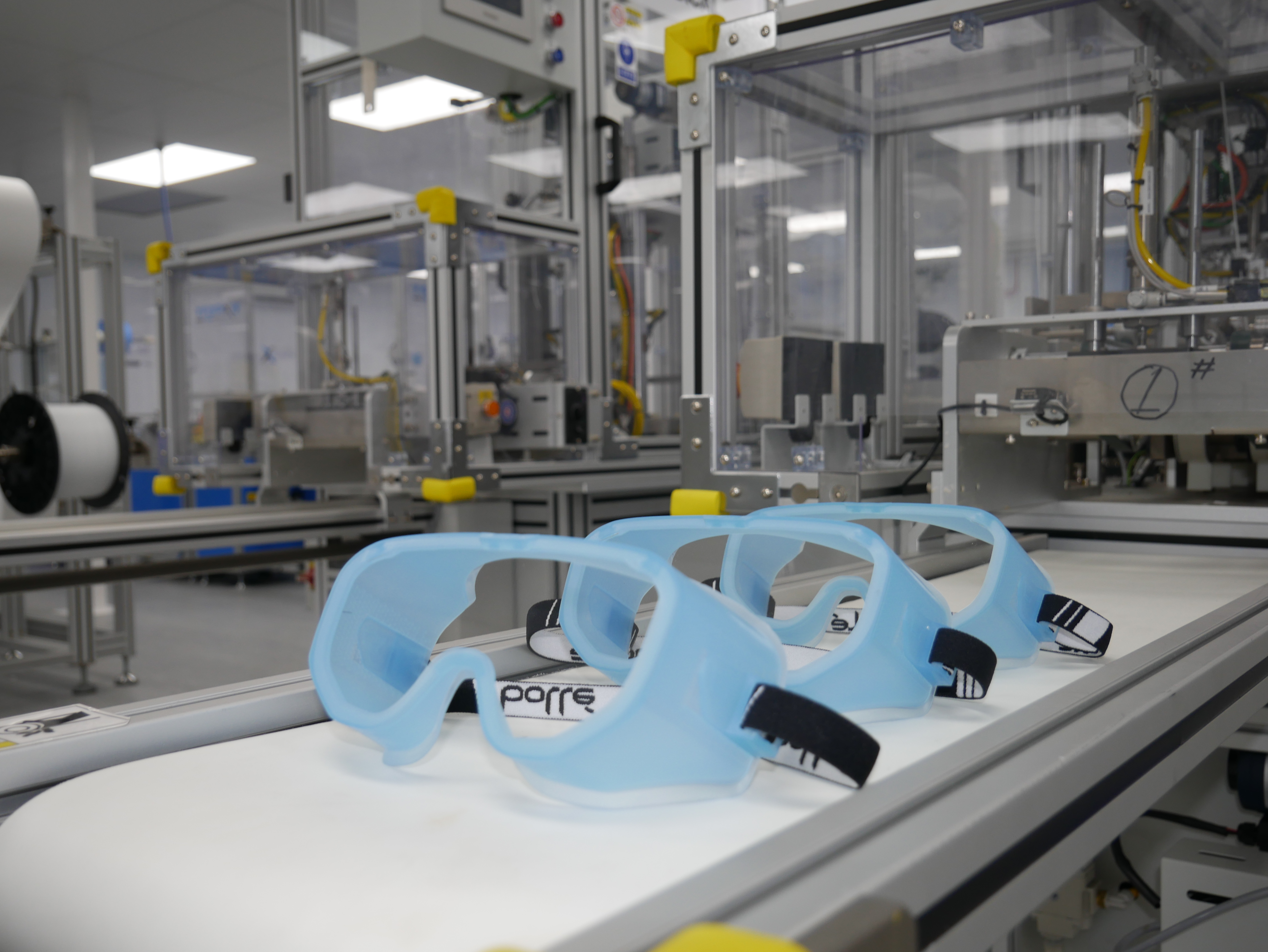 Goggles on production line