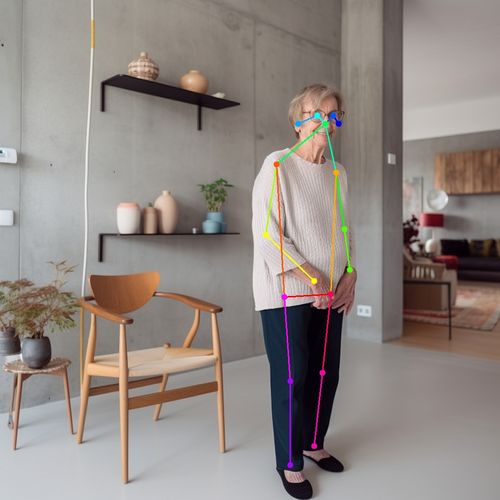 Woman standing with movement tracking