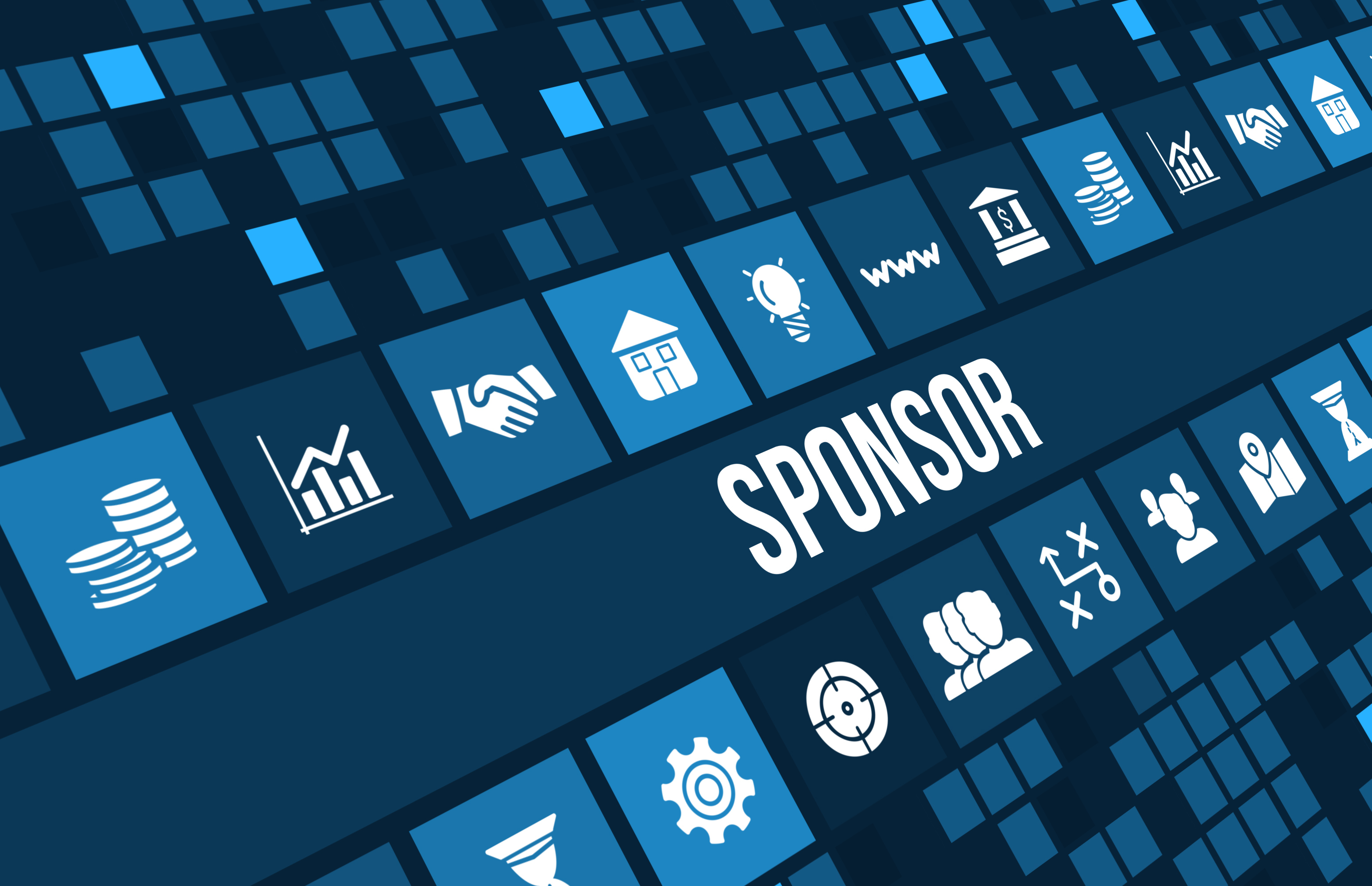 Infographic with Icons supported by the word 'sponsor' 