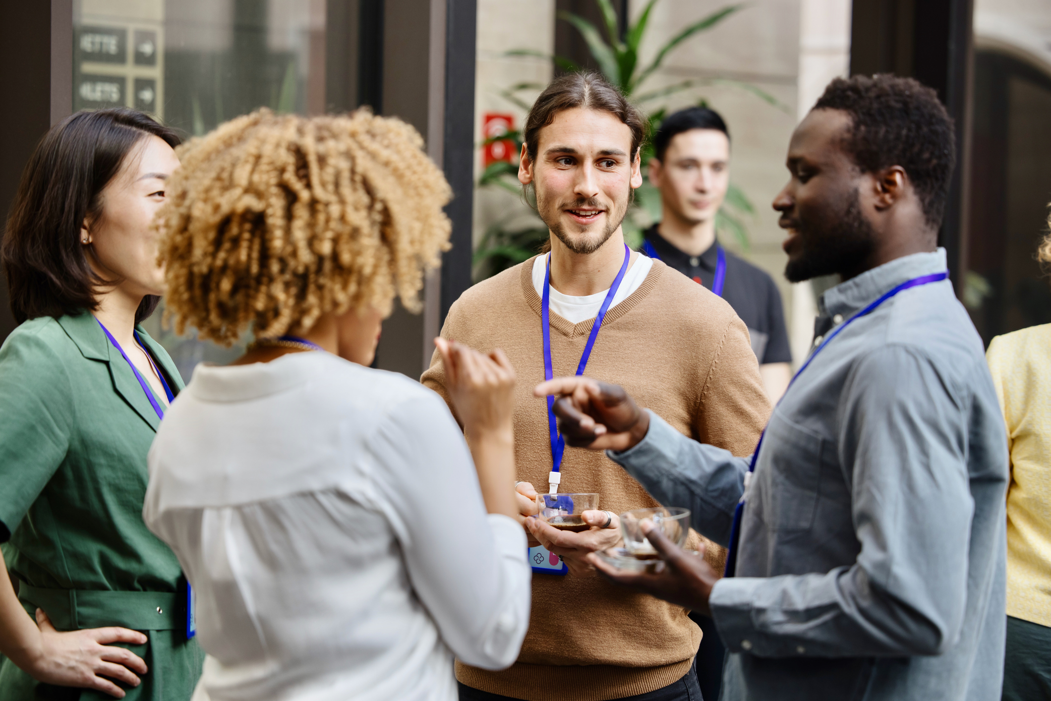 People talking at an event