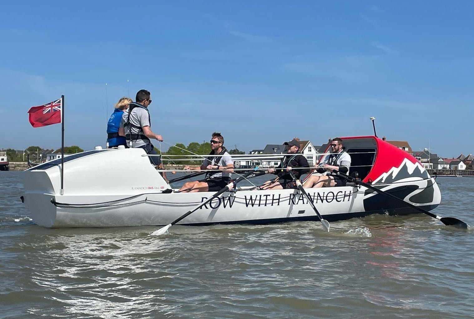 The rowing boat used in the challenge on water