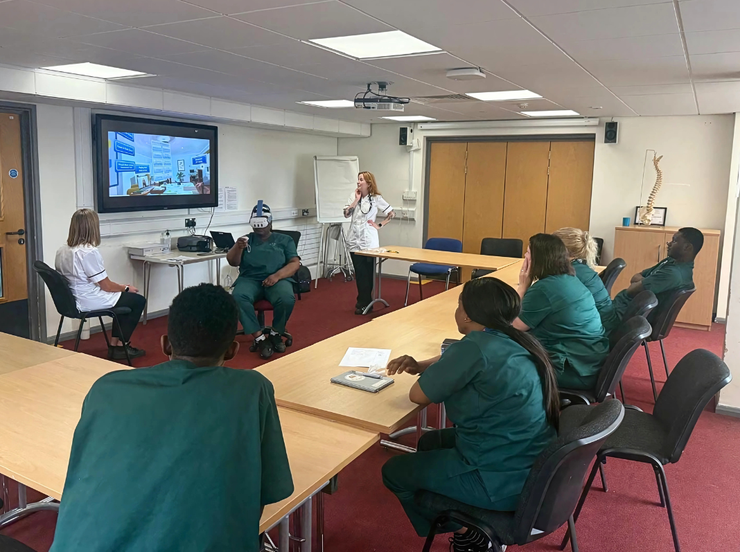 A team of medical staff receiving Virtual Reality training