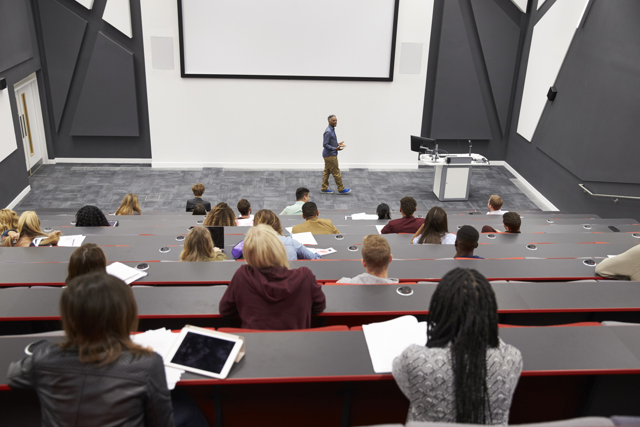 People sitting in a lecture theatre