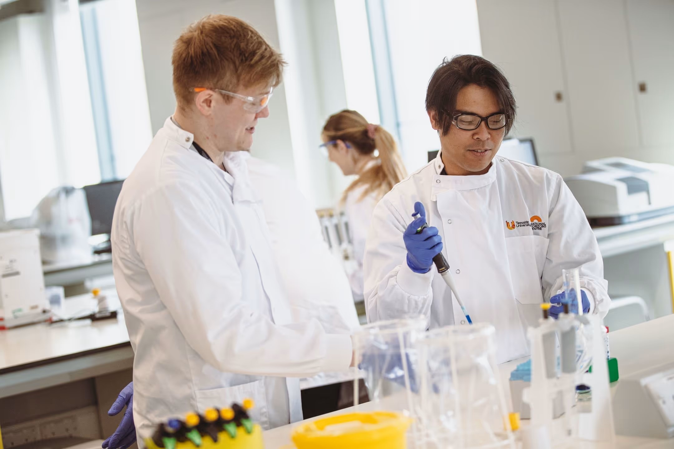 Two students in a lab