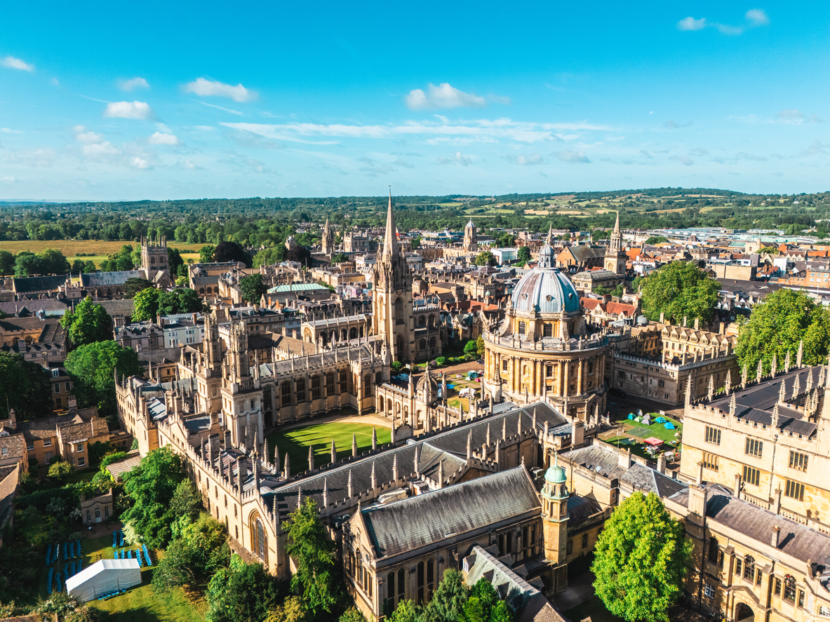 Birds-eye-view of Oxford, England