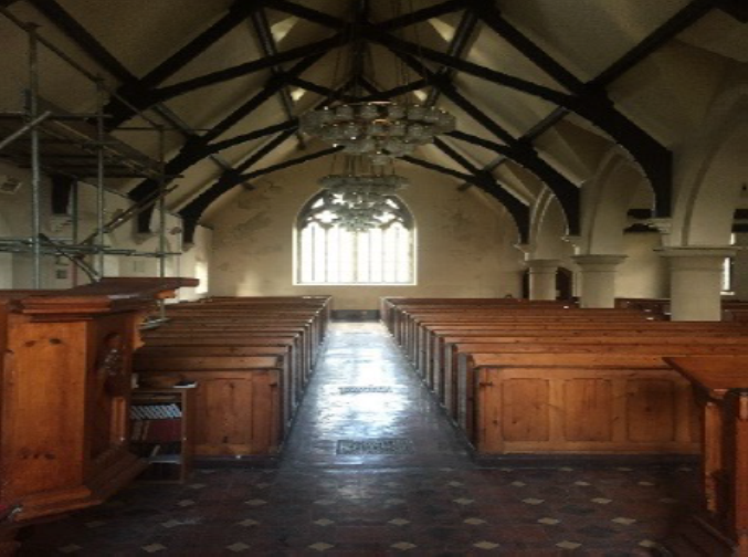 Image of the inside of Glanrhyd Church
